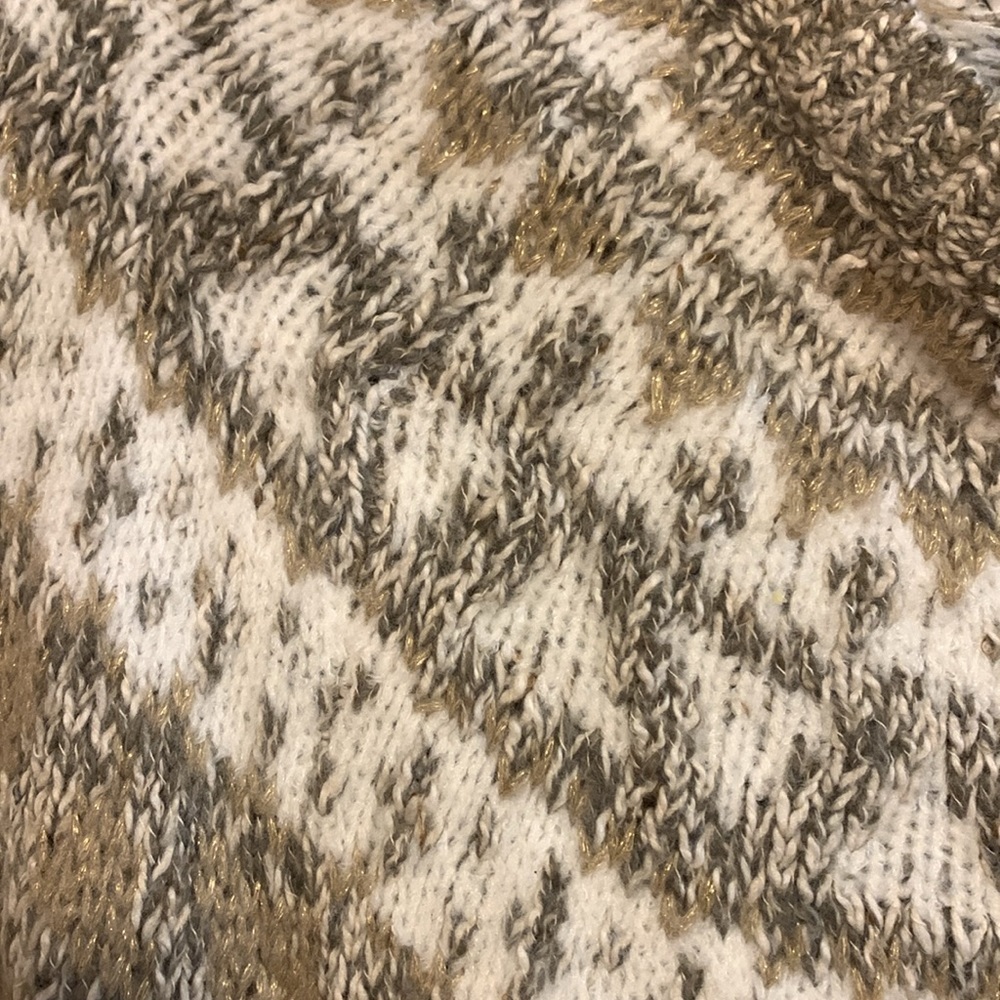 LOFT Long Sleeve Knit Dress - Gray and Gold - Picture 7 of 15